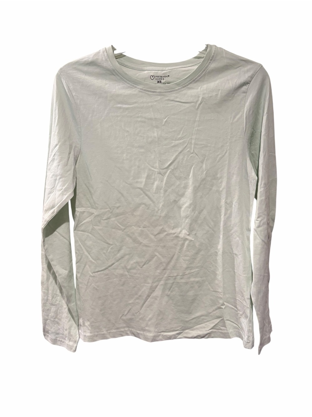 Primark Cares Mint Green Long Sleeve Crew Neck Tee XS 100% Cotton